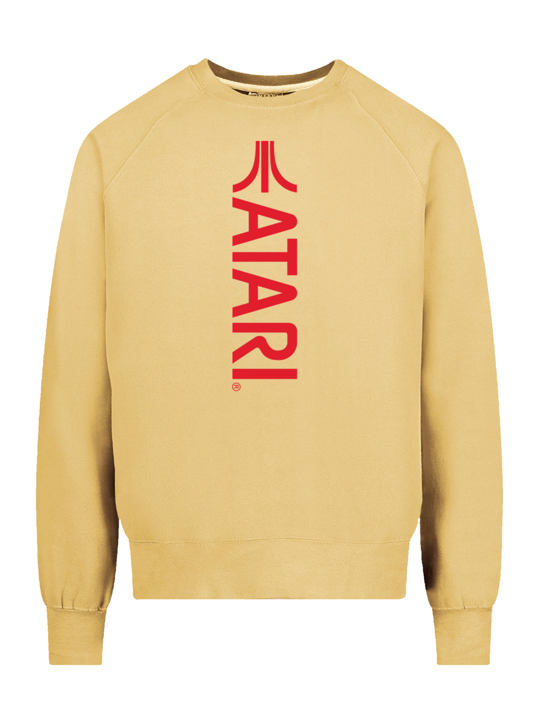 Atari Games Vertical Logo Red Retro Gaming with Vintage Fleece Raglan Crew