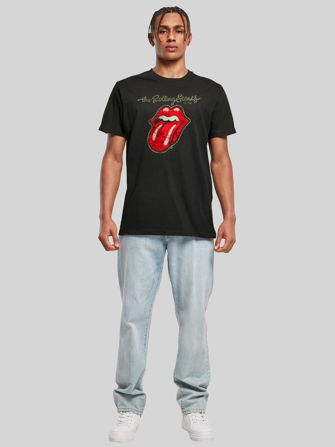 The Rolling Stones Plastered Tongue Washed T-Shirt Round Neck