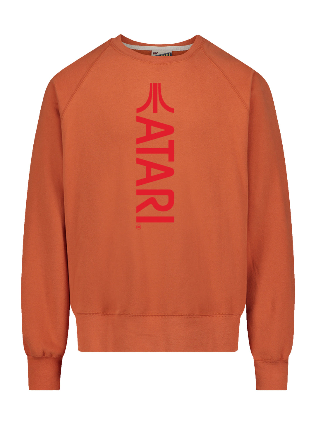 Atari Games Vertical Logo Red Retro Gaming with Vintage Fleece Raglan Crew