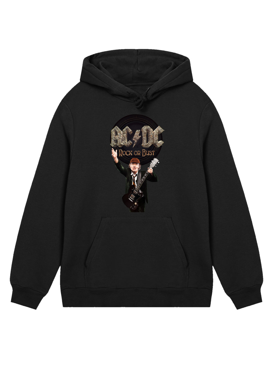 ACDC Rock Or Bust Angus Young with True Blanks | Mens Regular Hoodie