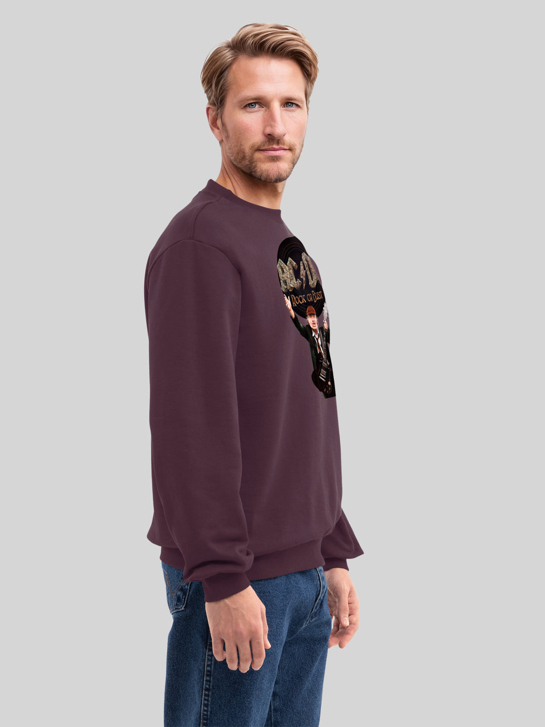 ACDC Rock Or Bust Angus Young with True Blanks | Mens Regular Sweater
