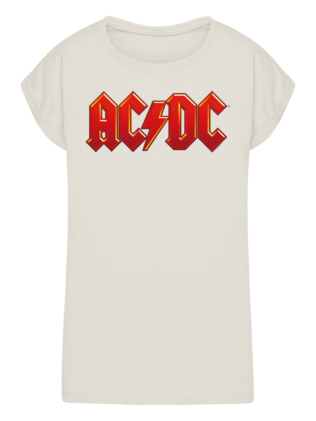 ACDC Dark Red Logo Ladies Extended Shoulder Tee