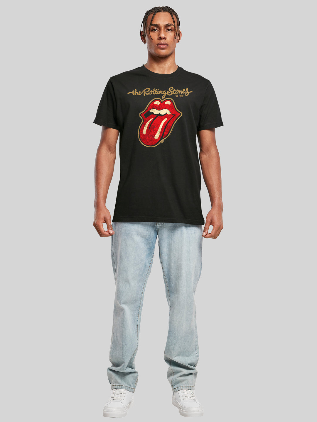 The Rolling Stones - Plastered Tongue Distressed with T-Shirt Round Neck