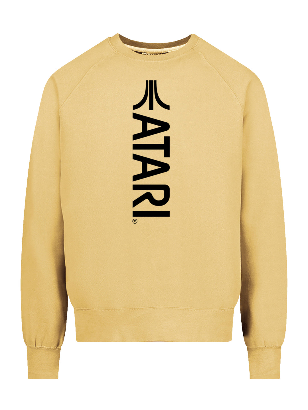 Atari Games Vertical Logo Black Retro Gaming with Vintage Fleece Raglan Crew