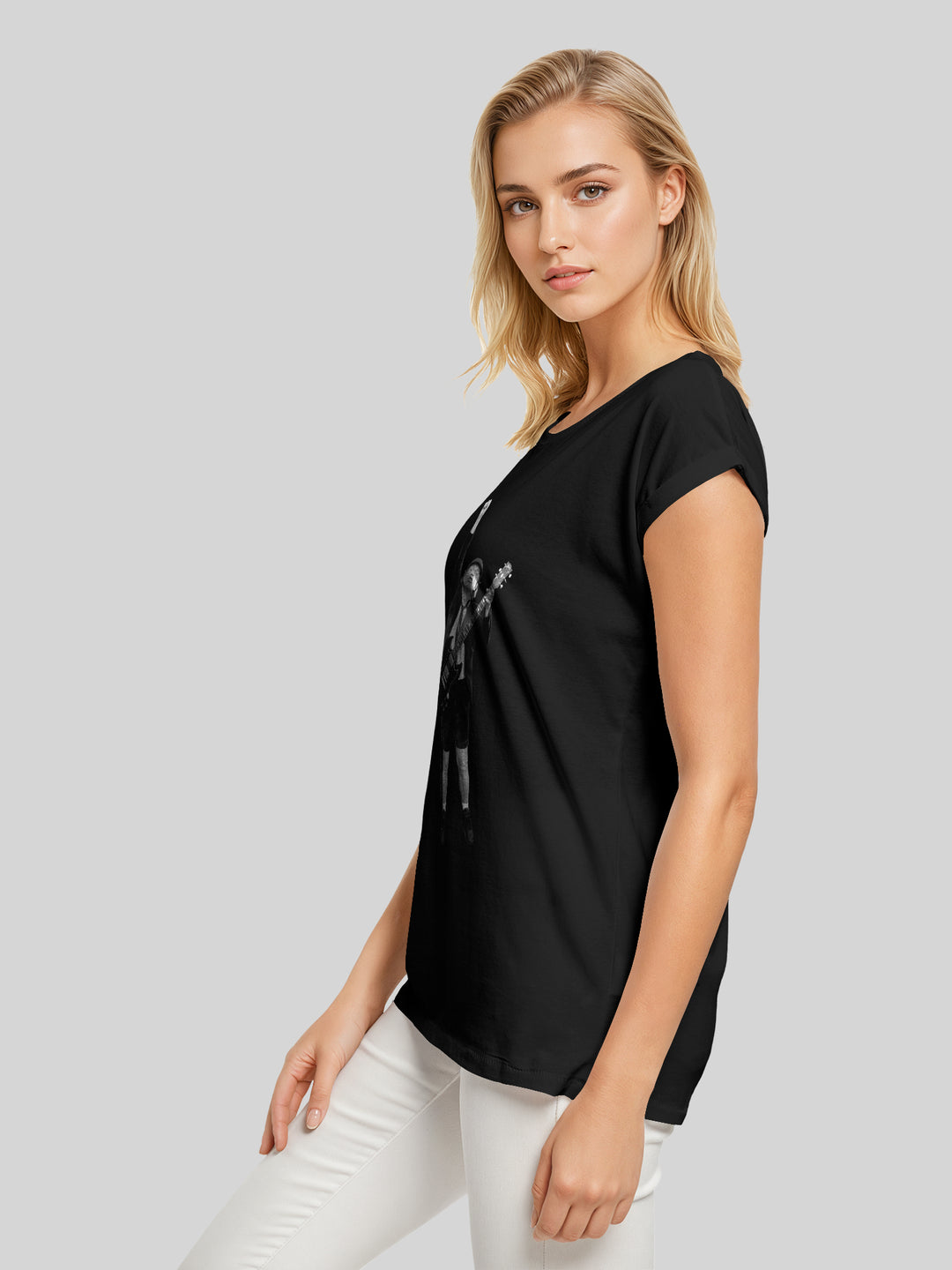 ACDC Angus Young Cut Out Ladies Extended Shoulder Tee