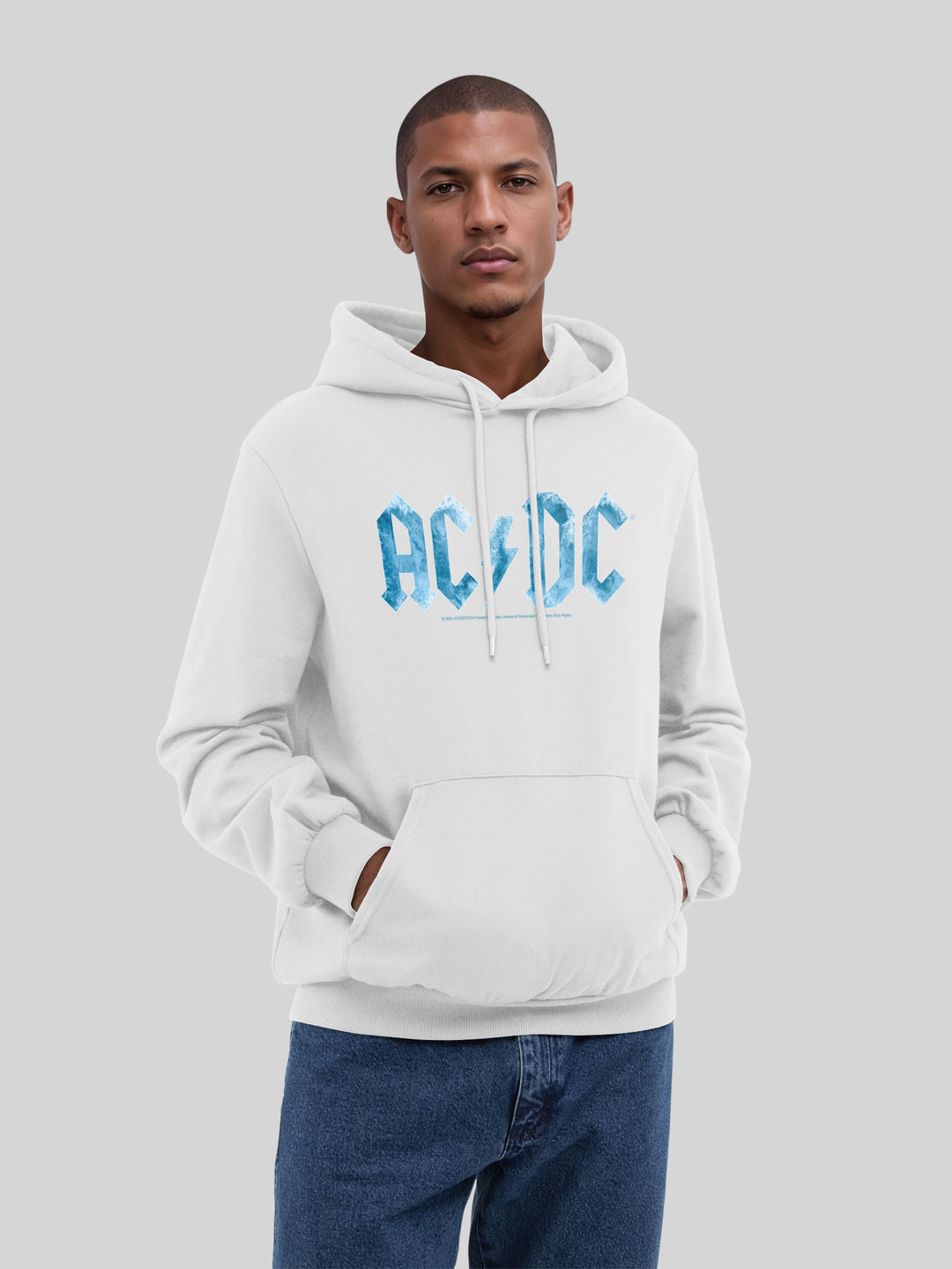 ACDC Blue Ice Logo with True Blanks | Mens Regular Hoodie