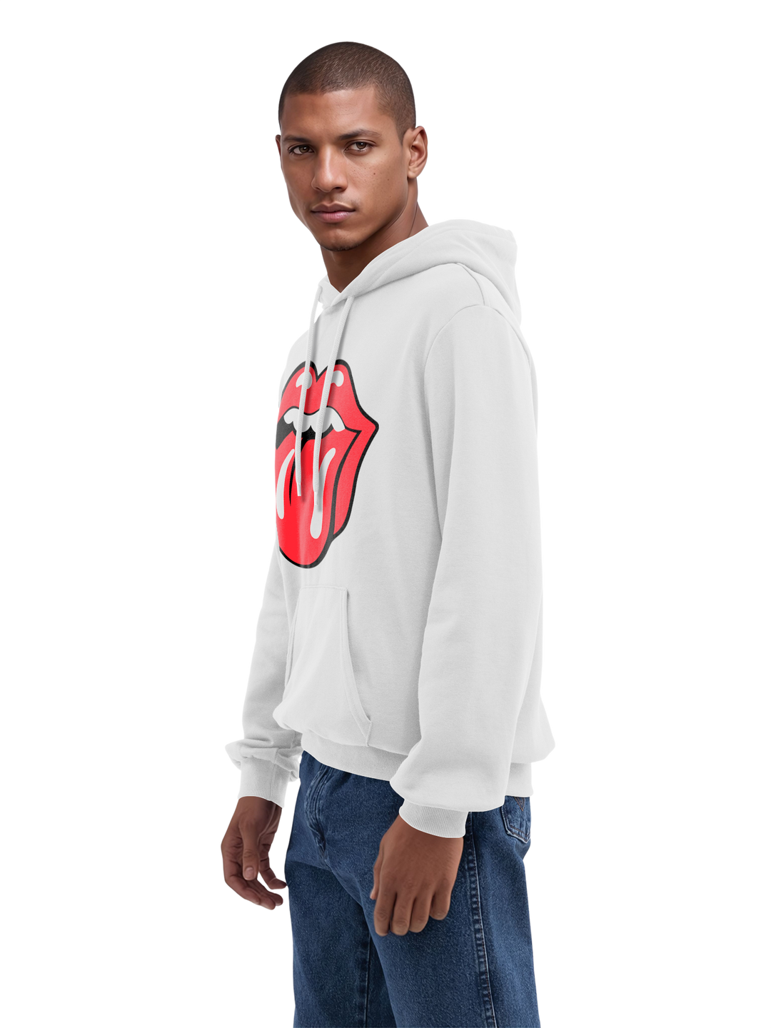 The Rolling Stones Classic Tongue Blk with True Blanks | Mens Regular Hoodie