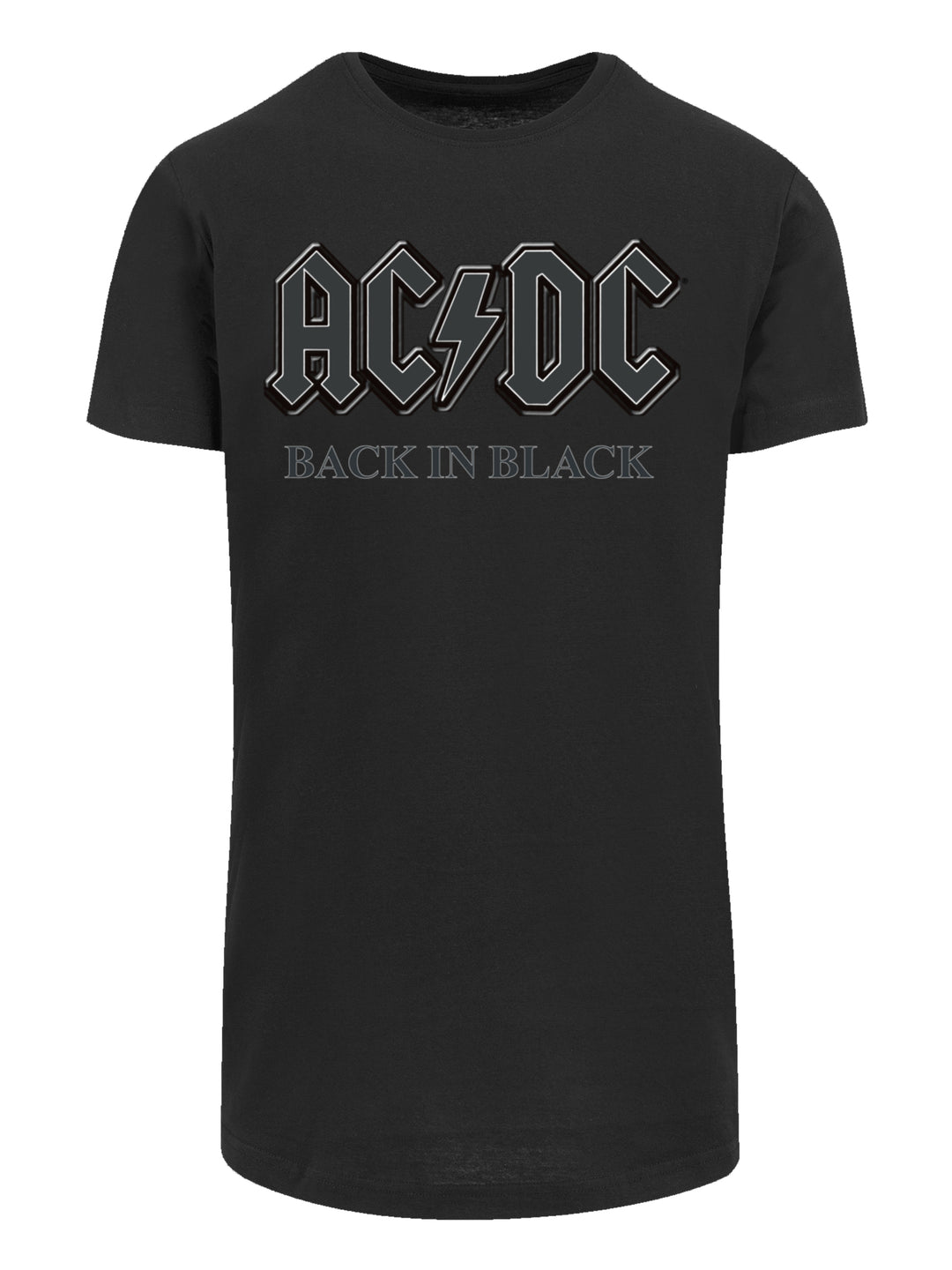 AC/DC Back in Black Shaped Long Tee - The Ultimate Tribute to Rock 'n' Roll