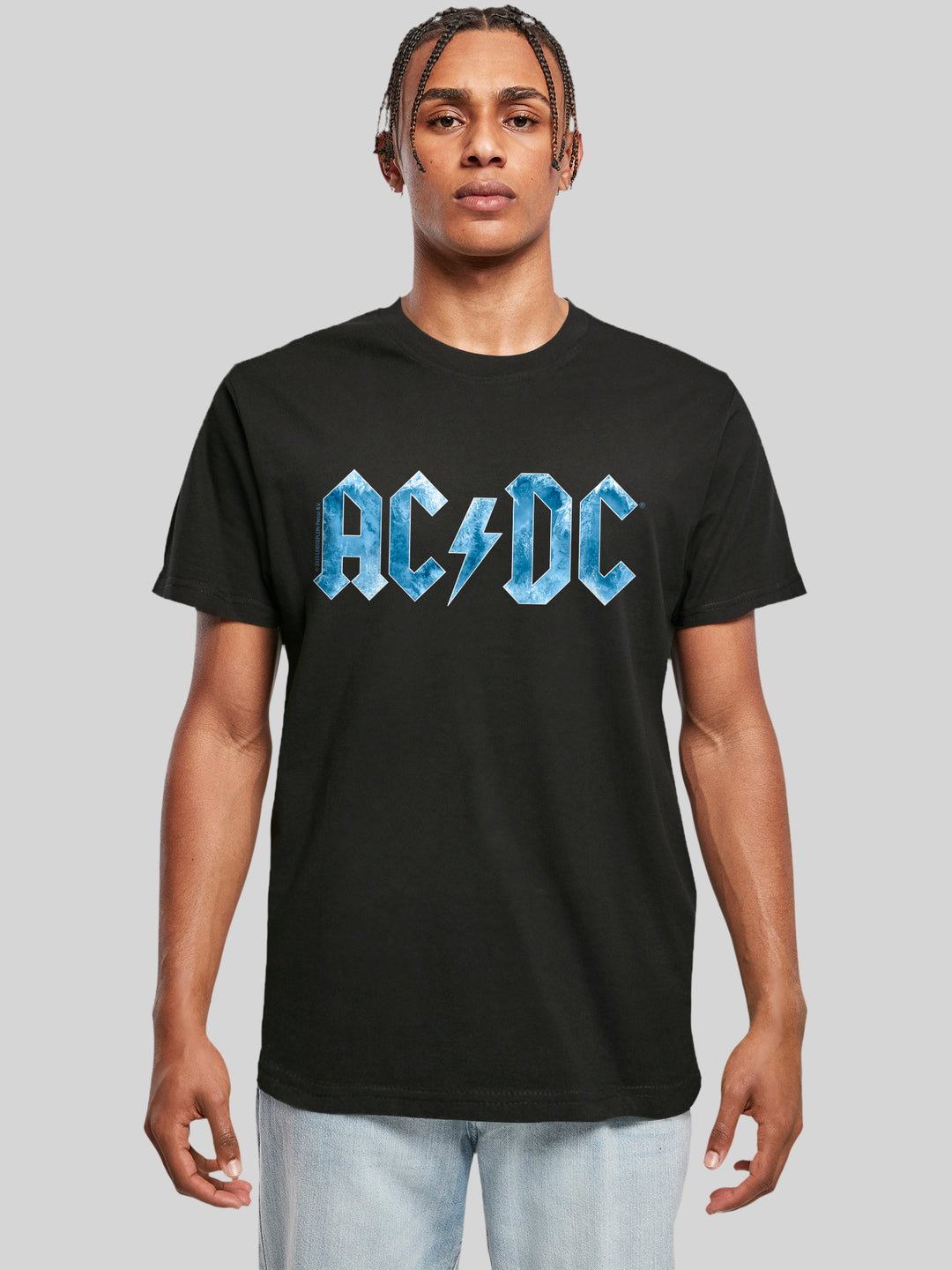 AC/DC Blue Ice Logo Round Neck T-Shirt - Turn Up Your Style Quotient with Classic Rock