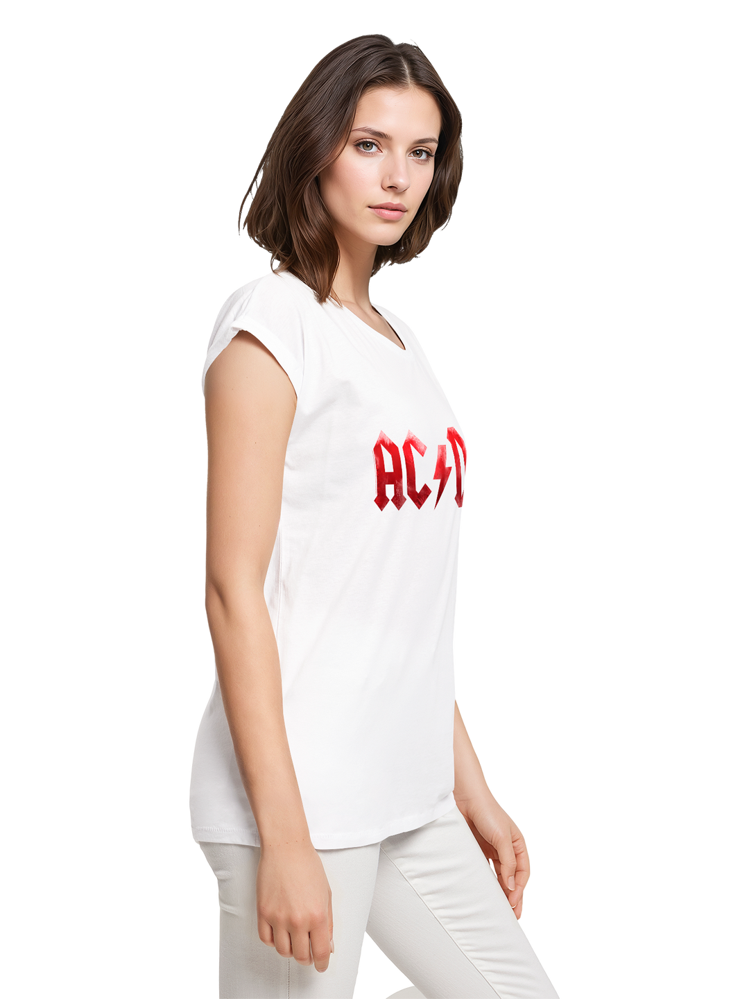 ACDC Red Ice Logo Ladies Extended Shoulder Tee
