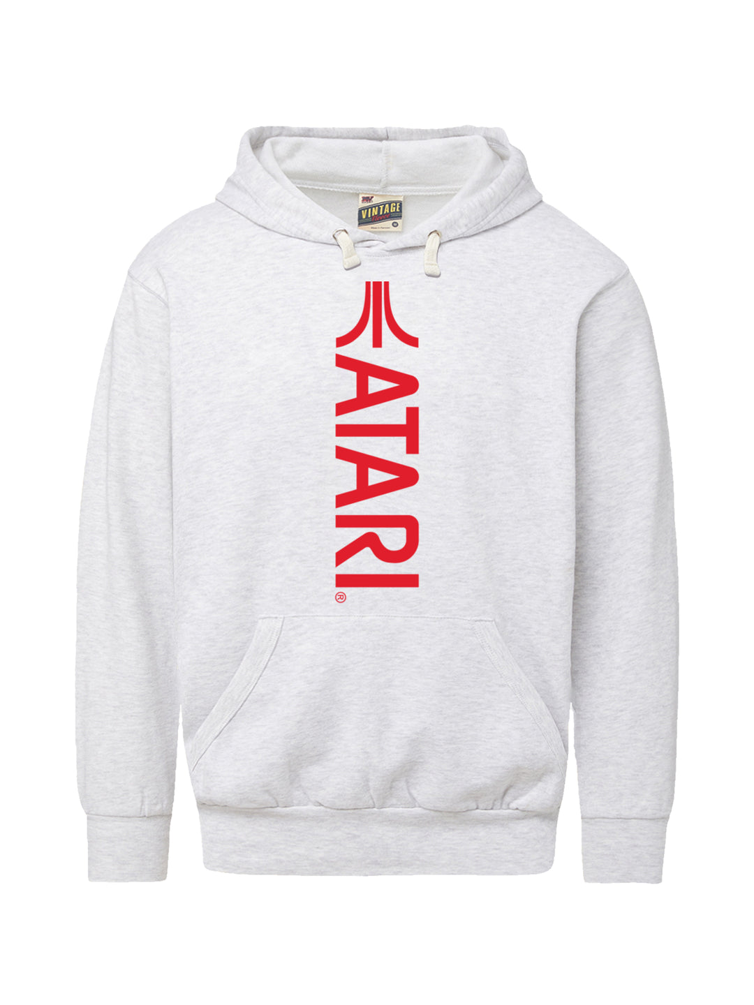 Atari Games Vertical Logo Red Retro Gaming with Vintage Fleece Hood