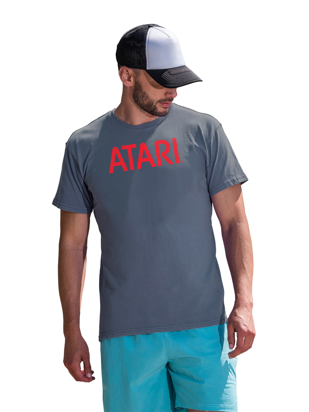 Atari Games Red Retro Gaming with Coastal Color Tee