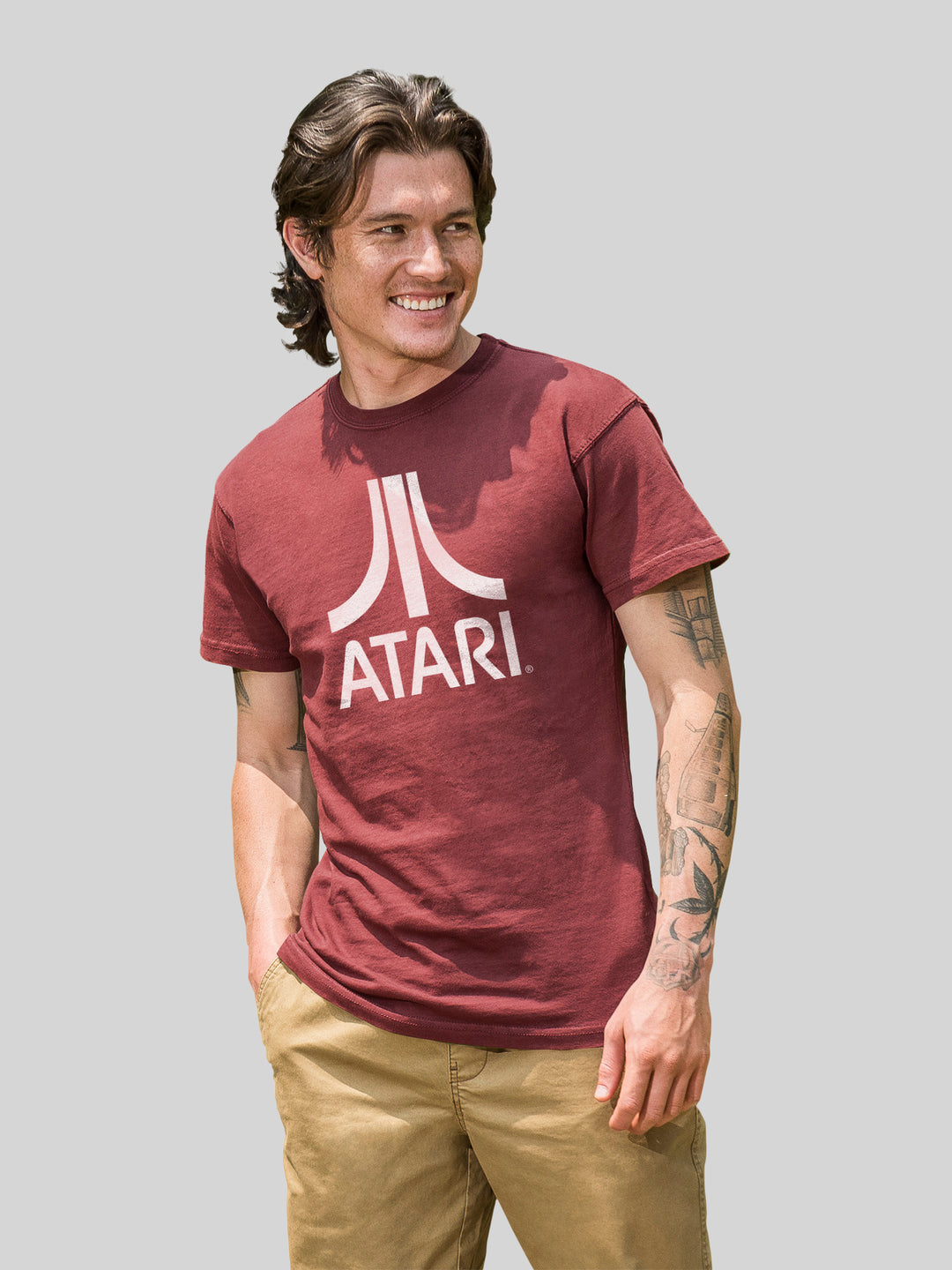 Atari Games Logo White Retro Gaming with Coastal Color Tee