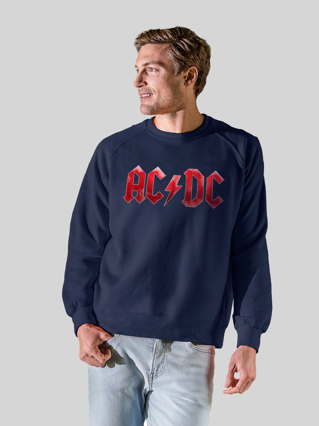 AC/DC Red Ice Logo with Vintage Fleece Raglan Crew