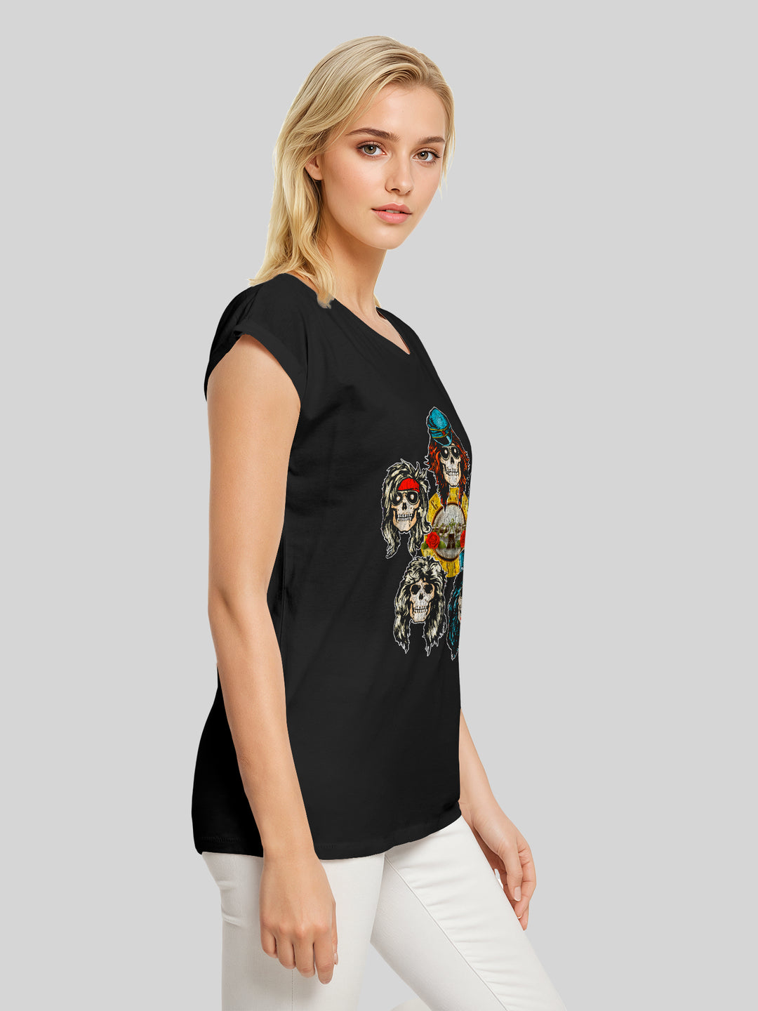 Guns N' Roses Vintage Heads with Ladies Extended Shoulder Tee