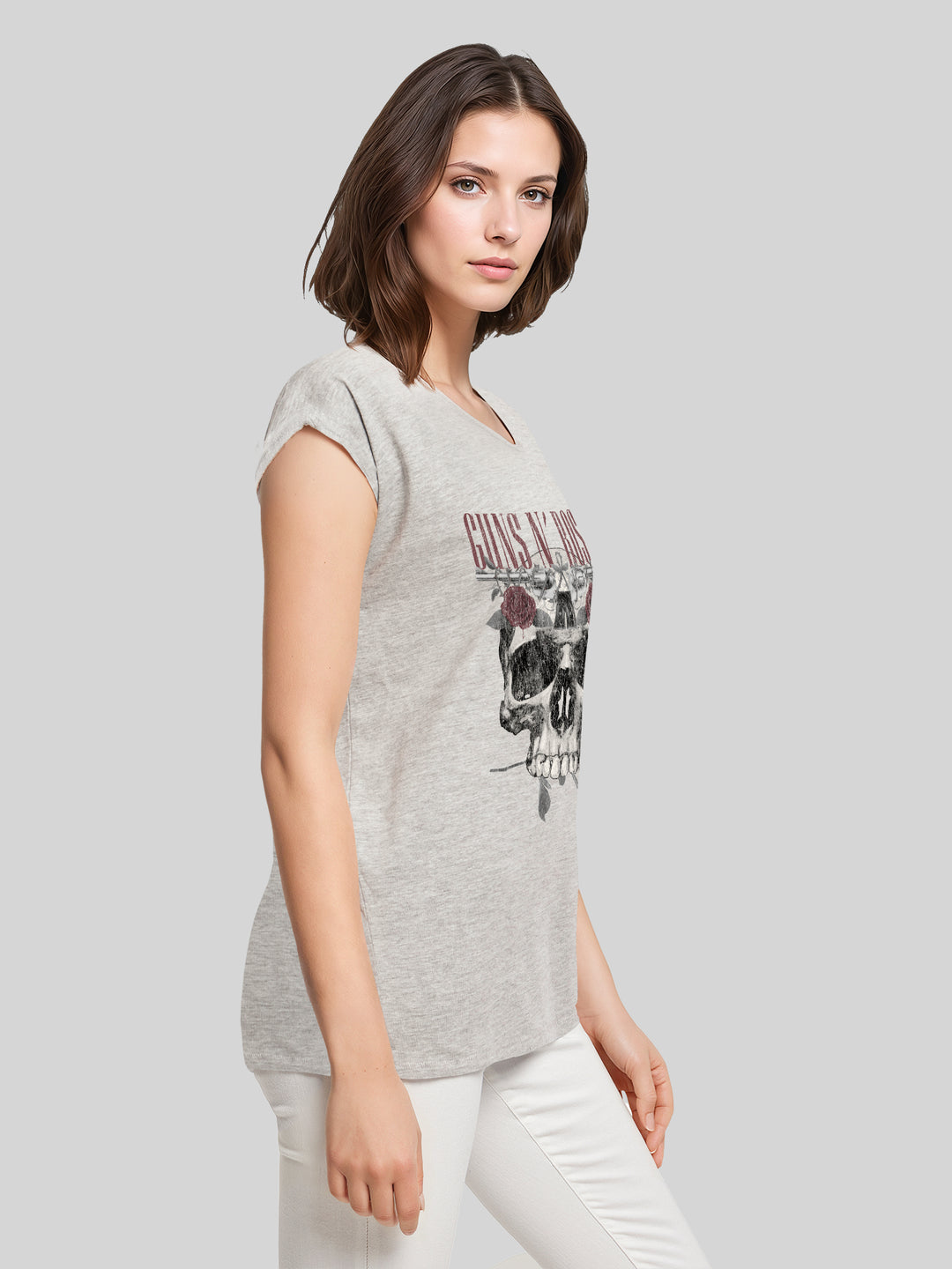 Guns N' Roses Roses Skull with Ladies Extended Shoulder Tee