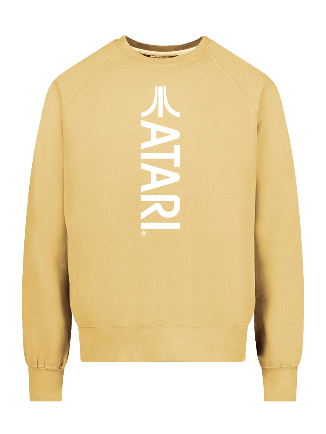 Atari Games Vertical Logo White Retro Gaming with Vintage Fleece Raglan Crew