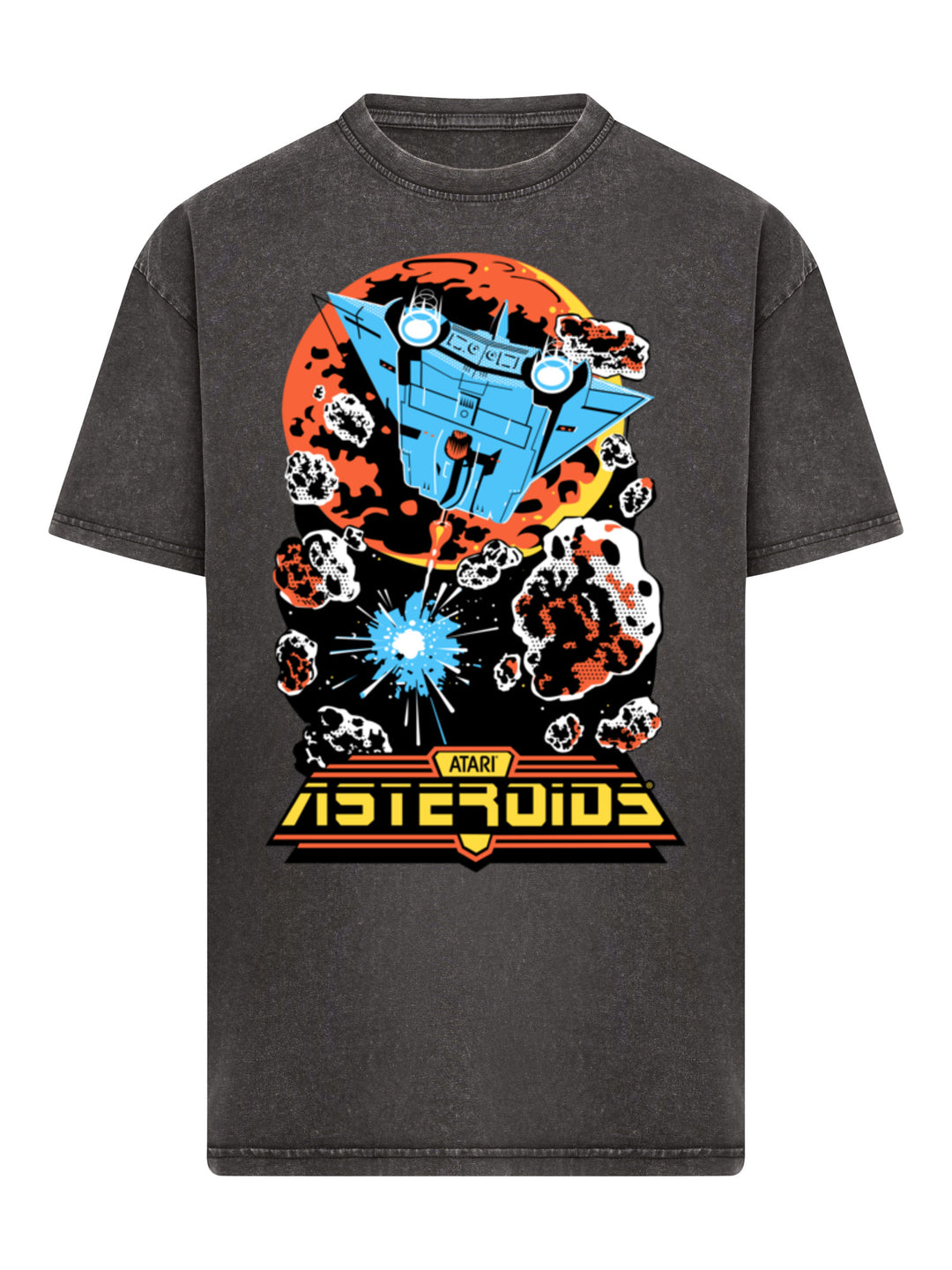 Asteroids Vintage Atari Retro Gaming with Acid Washed Heavy Oversize Tee