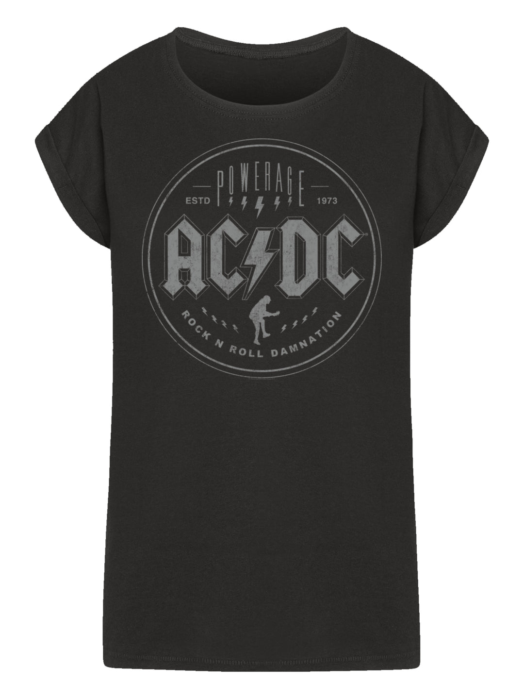ACDC Rock N Roll Damnation Ladies Extended Shoulder Tee