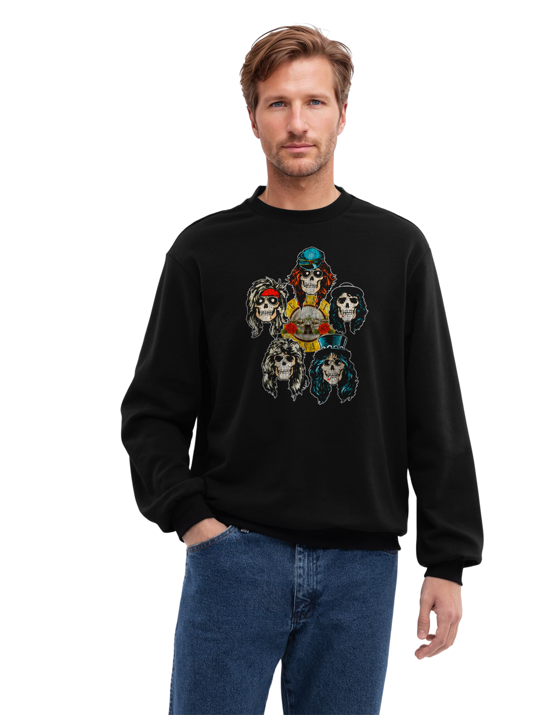 Guns N' Roses Vintage Heads with True Blanks | Mens Regular Sweater