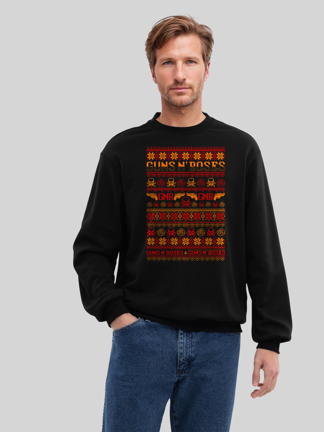 Guns And Roses Christmas with True Blanks | Mens Regular Sweater