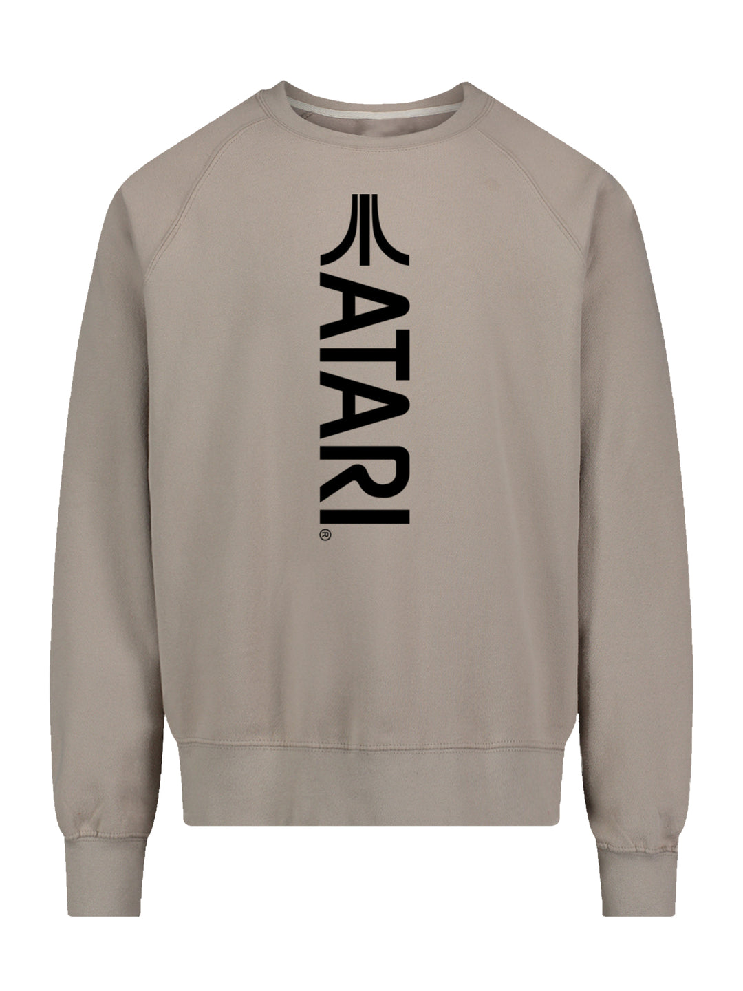 Atari Games Vertical Logo Black Retro Gaming with Vintage Fleece Raglan Crew
