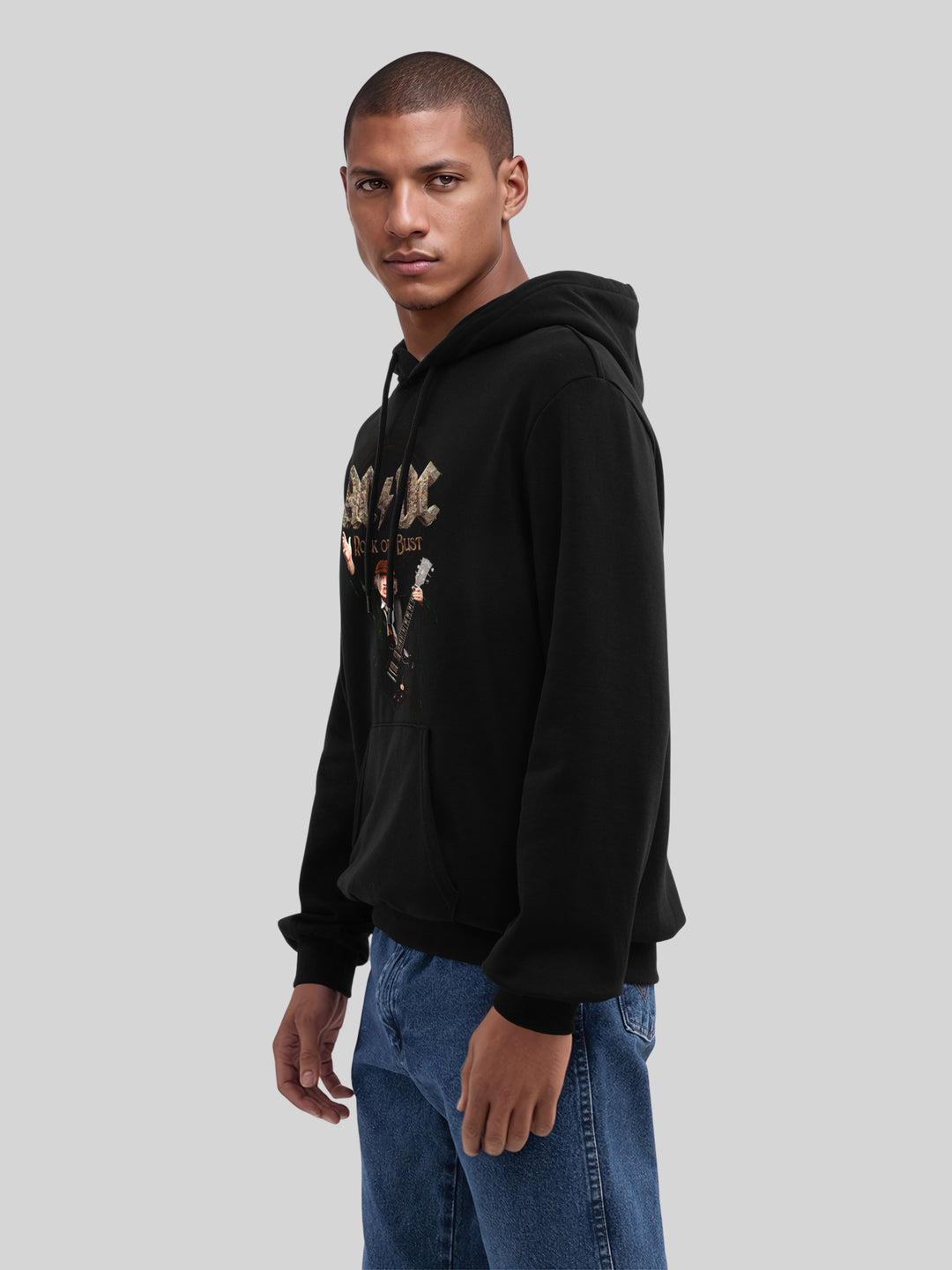 ACDC Rock Or Bust Angus Young with True Blanks | Mens Regular Hoodie