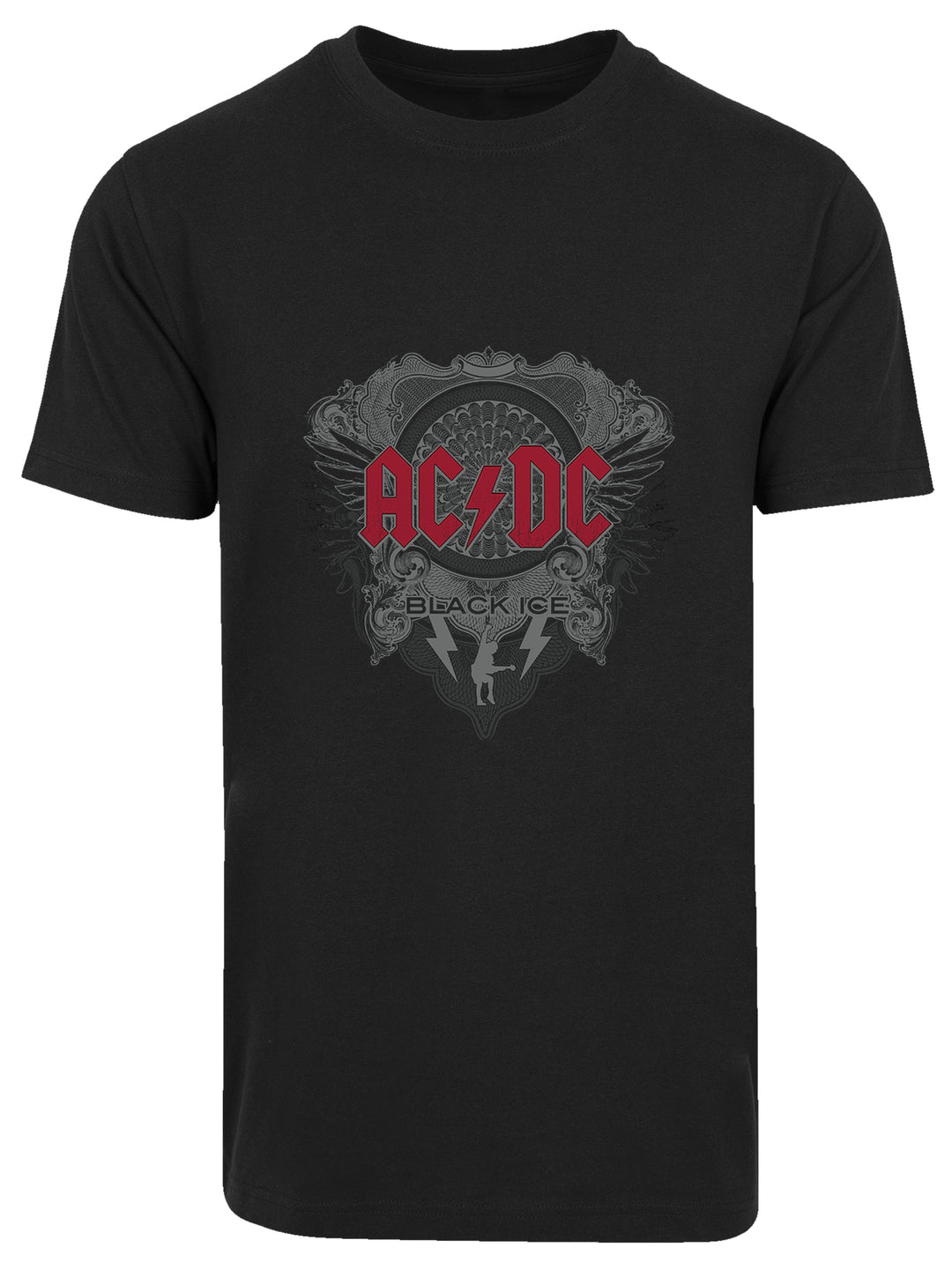 AC/DC Black Ice Red Round Neck T-Shirt - Bold Rock 'n' Roll Style Tailored for Comfort