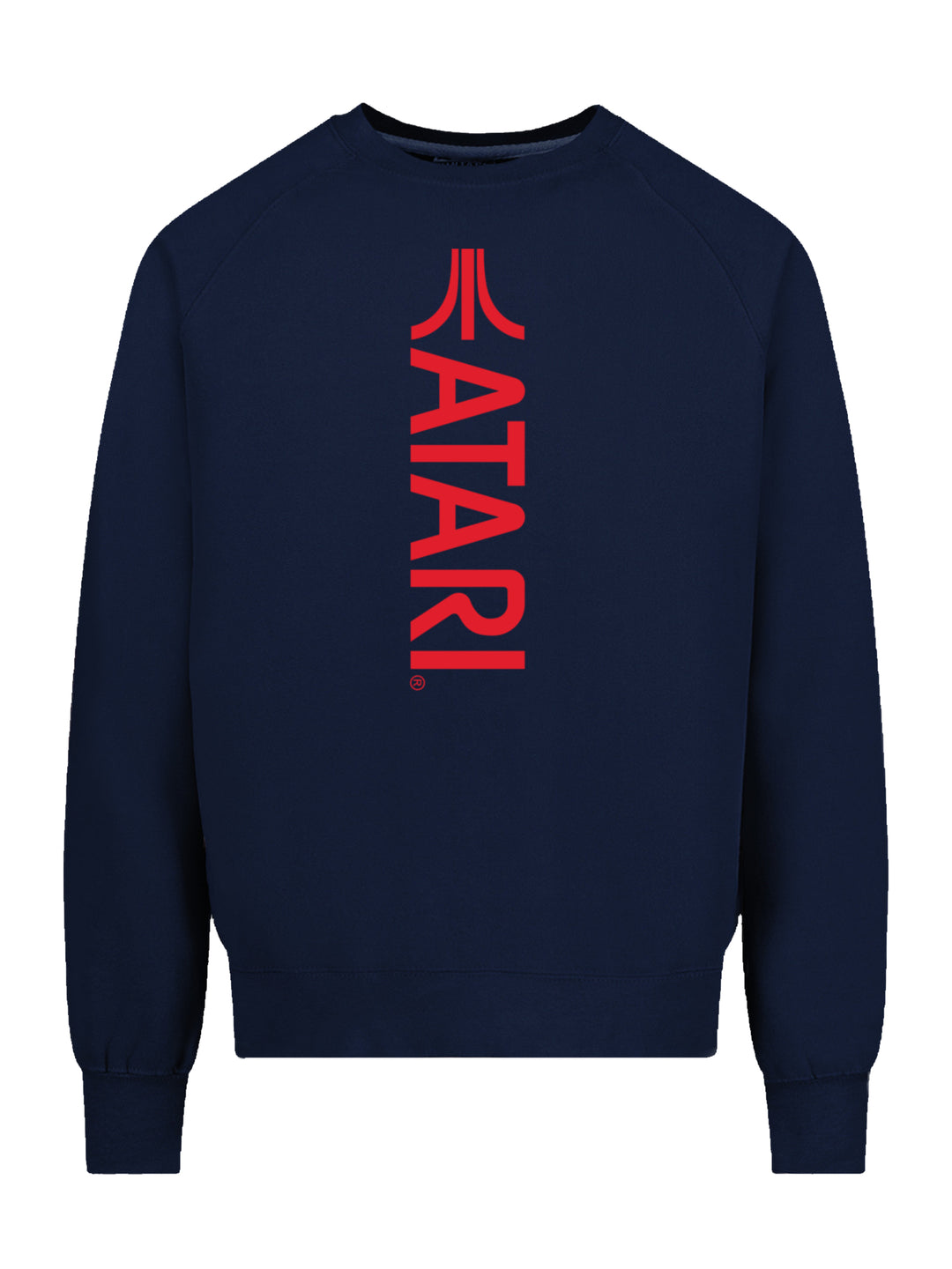 Atari Games Vertical Logo Red Retro Gaming with Vintage Fleece Raglan Crew