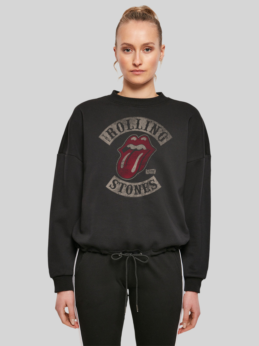 F4NT4STIC Rolling Stones Tour Vector with The Crewneck Oversize Ladies – \'78 Blk