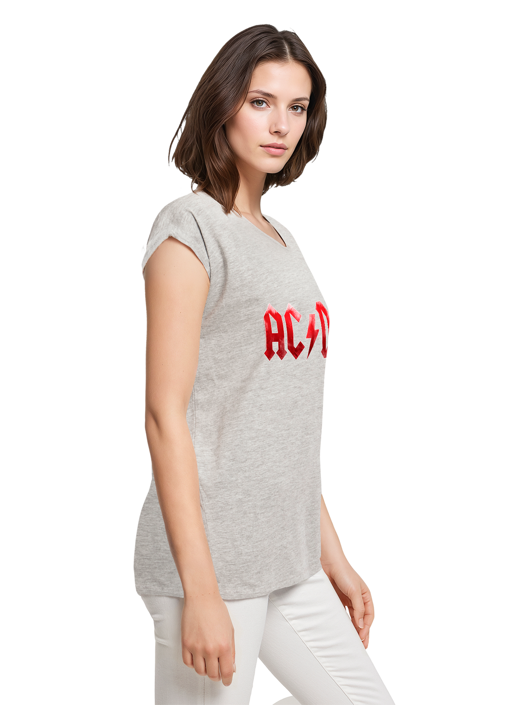 ACDC Red Ice Logo Ladies Extended Shoulder Tee