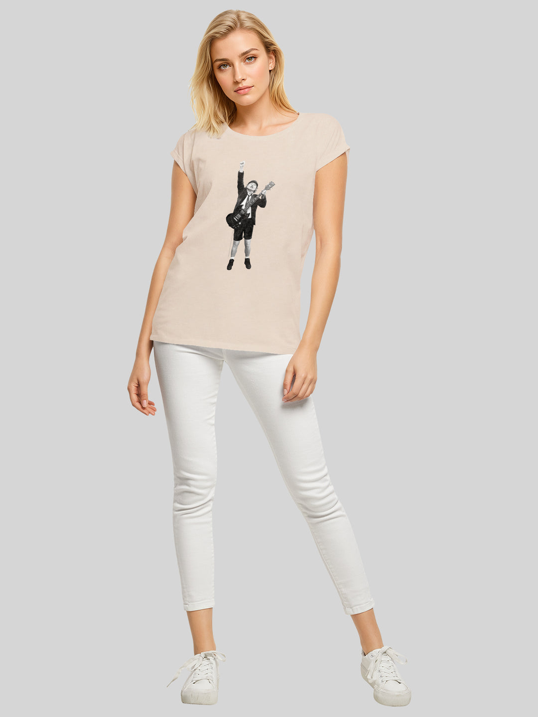 ACDC Angus Young Cut Out Ladies Extended Shoulder Tee