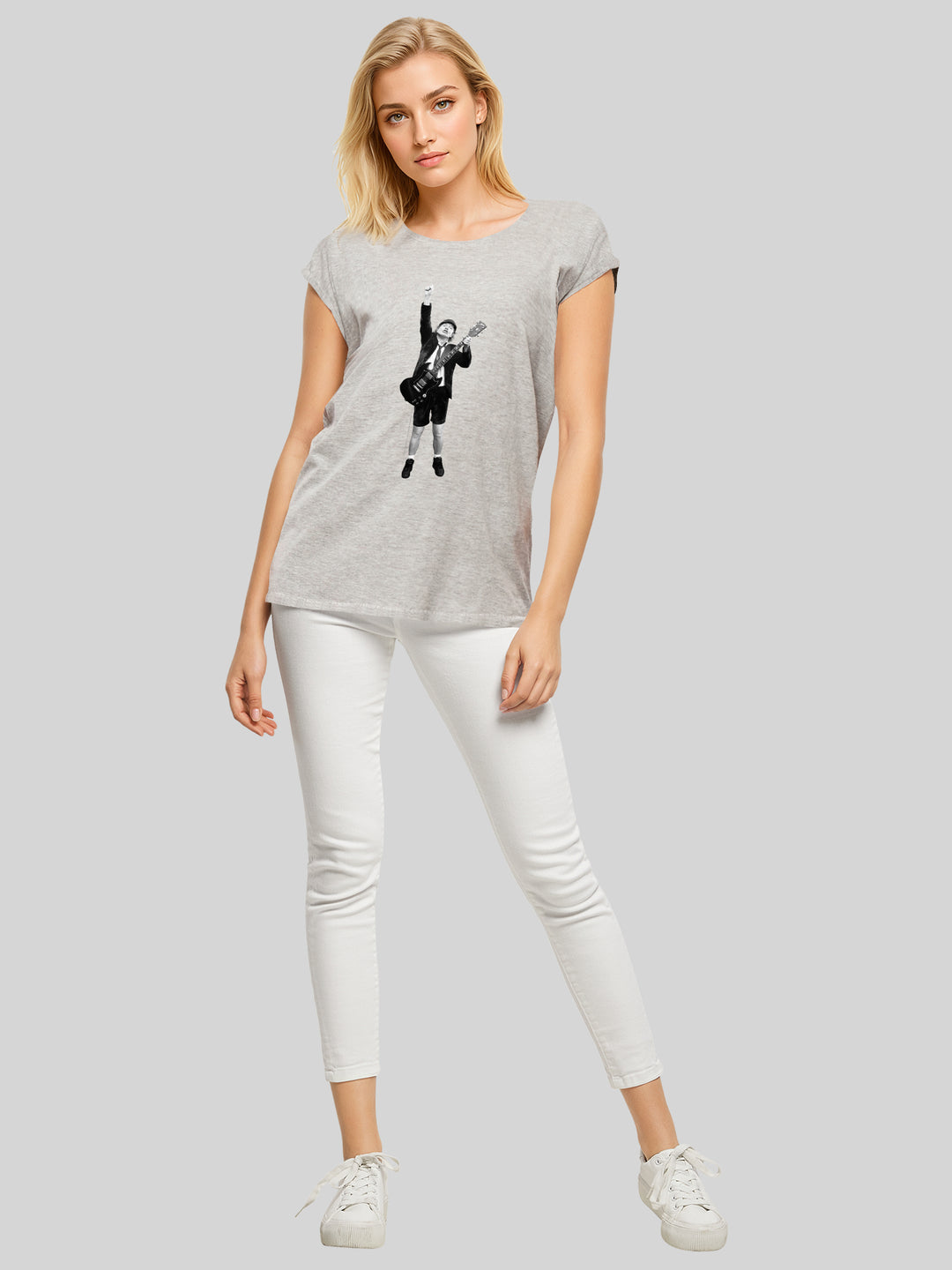 ACDC Angus Young Cut Out Ladies Extended Shoulder Tee
