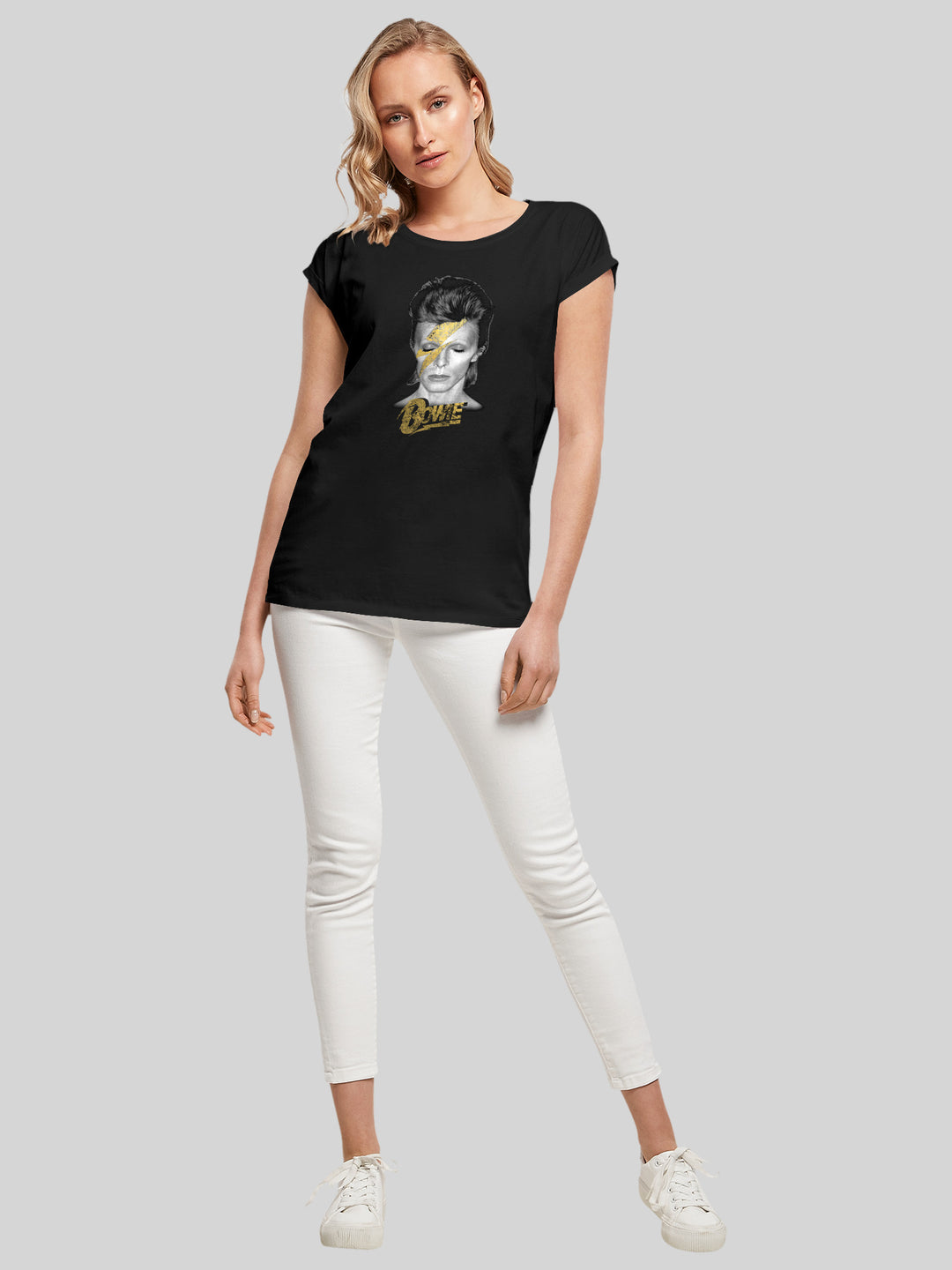 David Bowie T-Shirt | Aladdin Sane Gold Bolt | Premium Kurzarm Damen T Shirt