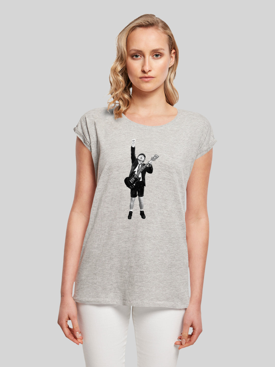 ACDC T-Shirt | Angus Young Cut Out | Premium Short Sleeve Ladies Tee