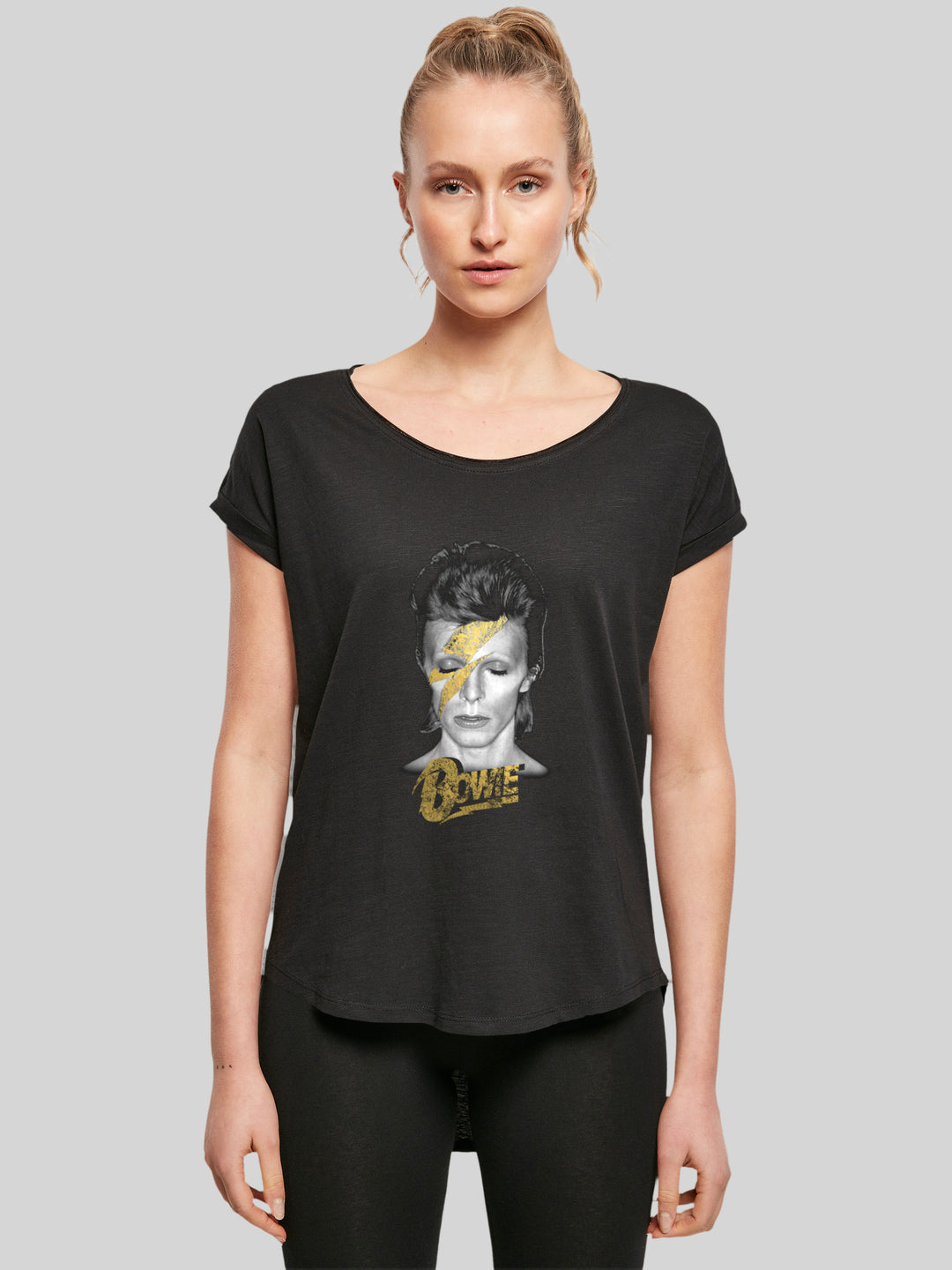 David Bowie T-Shirt | Aladdin Sane Gold Bolt | Premium Long Ladies Tee