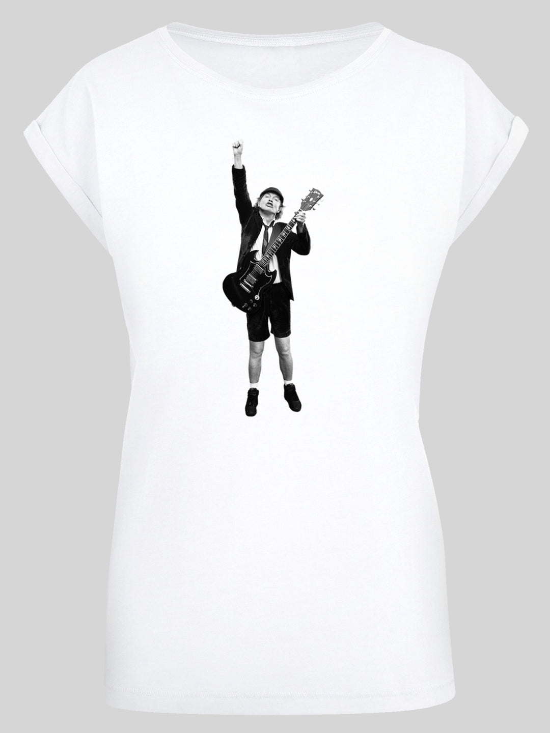 ACDC T-Shirt | Angus Young Cut Out | Premium Short Sleeve Ladies Tee