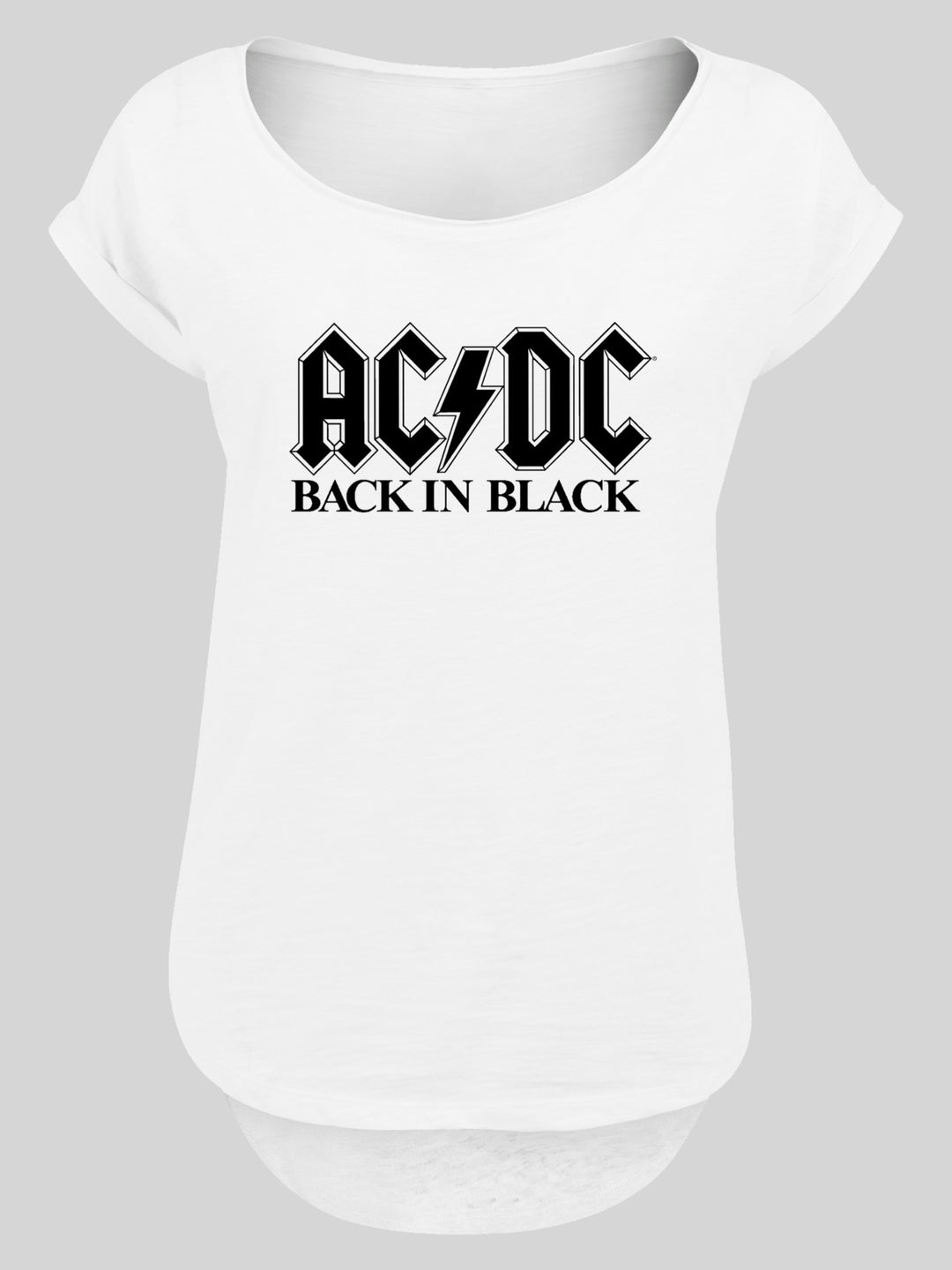 ACDC T-Shirt | Back In Black Logo | Premium Long Ladies Tee