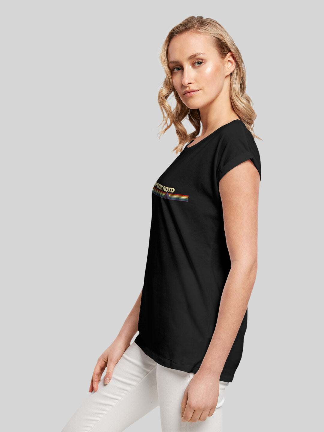Pink Floyd T-Shirt | Prism Retro Stripes | Premium Kurzarm Damen T Shirt
