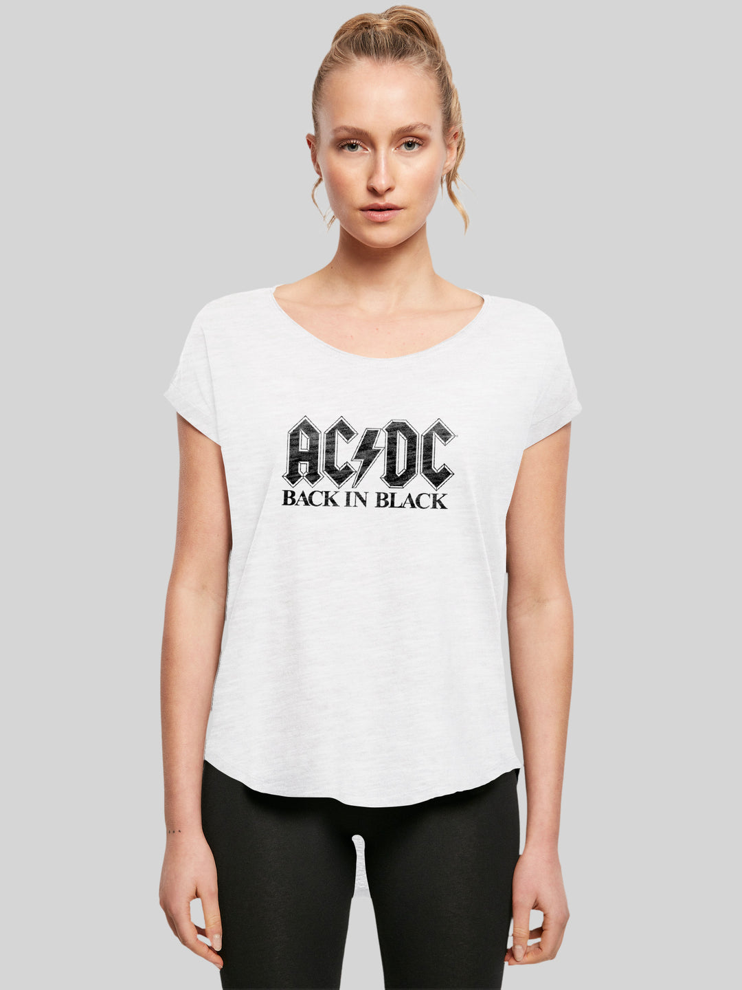 ACDC T-Shirt | Back In Black Logo | Premium Long Damen T Shirt