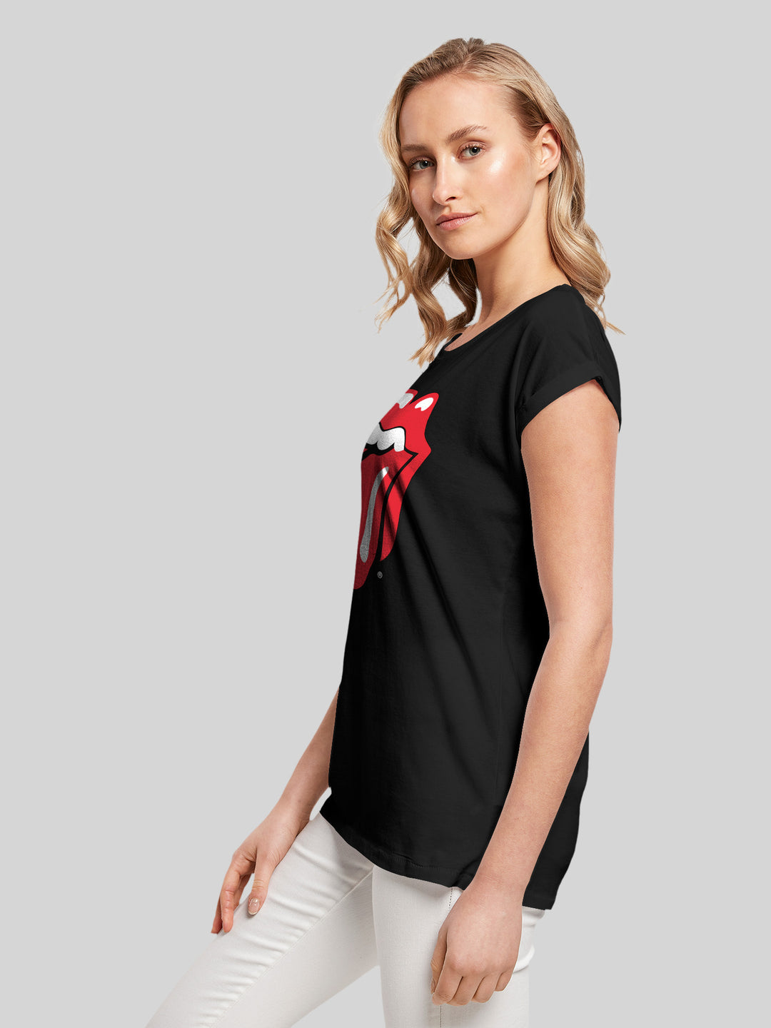 The Rolling Stones Short Tongue | Sleeve F4NT4STIC Lad Classic | T-Shirt – Premium