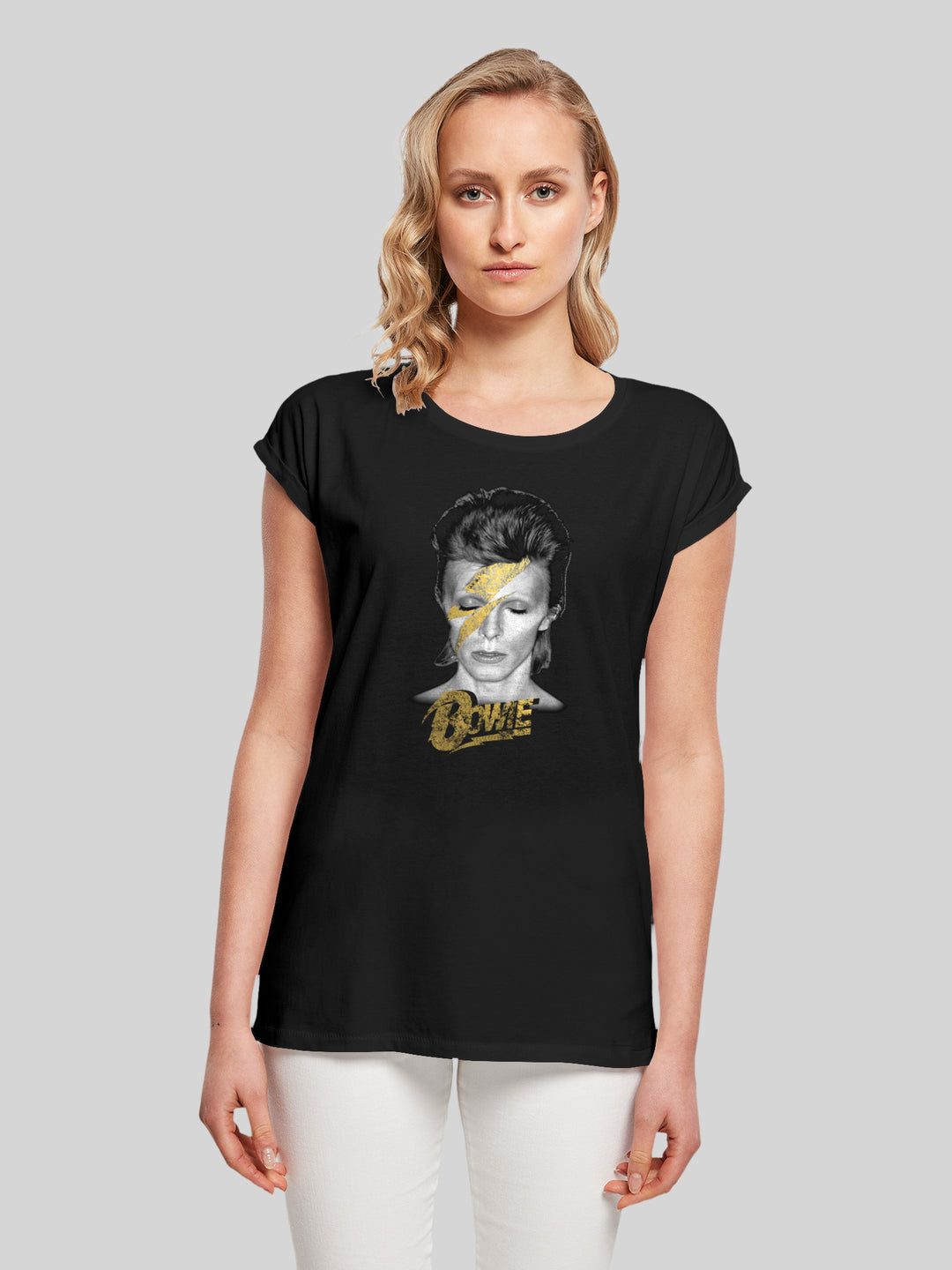 David Bowie T-Shirt | Aladdin Sane Gold Bolt | Premium Short Sleeve Ladies Tee